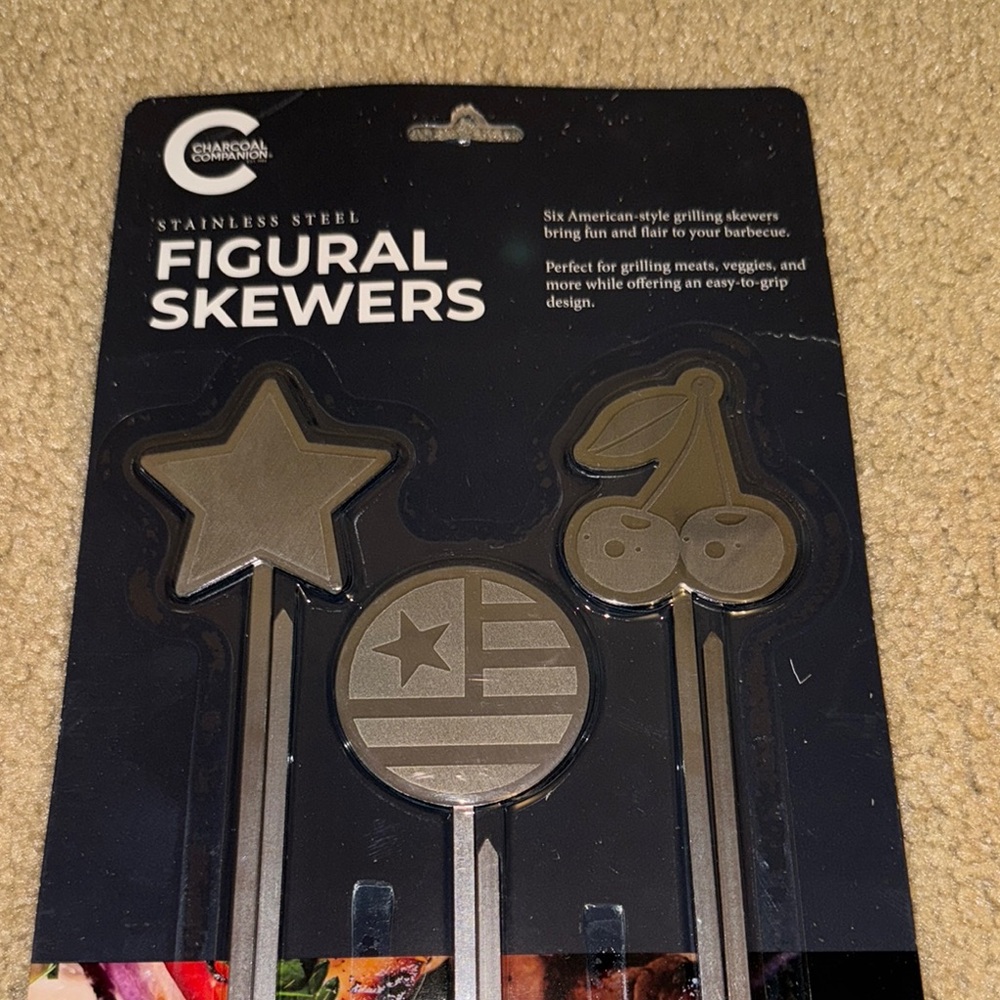 Charcoal Companion Stainless Steel Skewers, NEW, BBQ